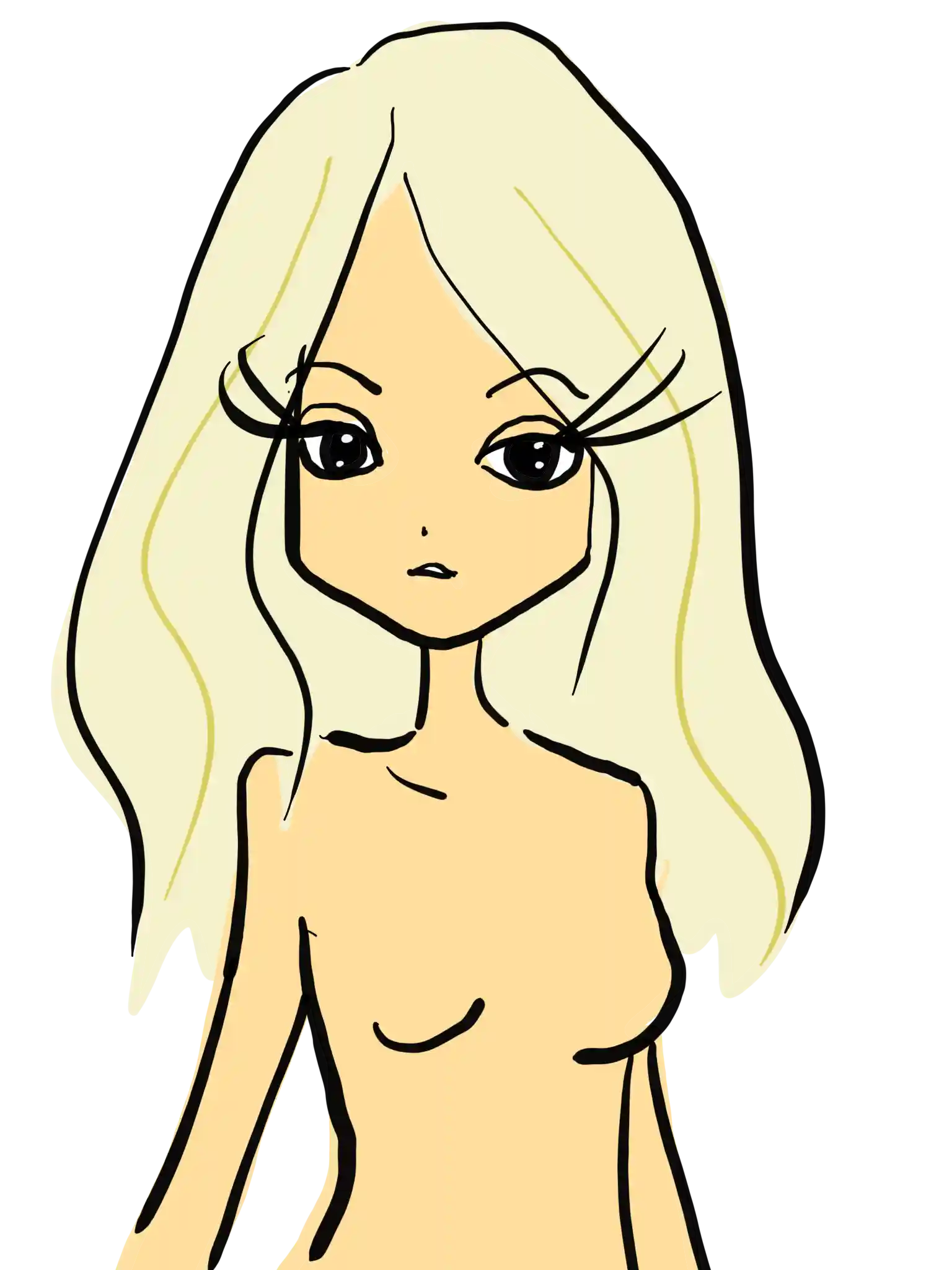 女性の体 全身 上半身 正面 横 後ろ姿 裸のおしゃれイラスト 無料素材 おのちあきファッションイラスト ガールズイラスト