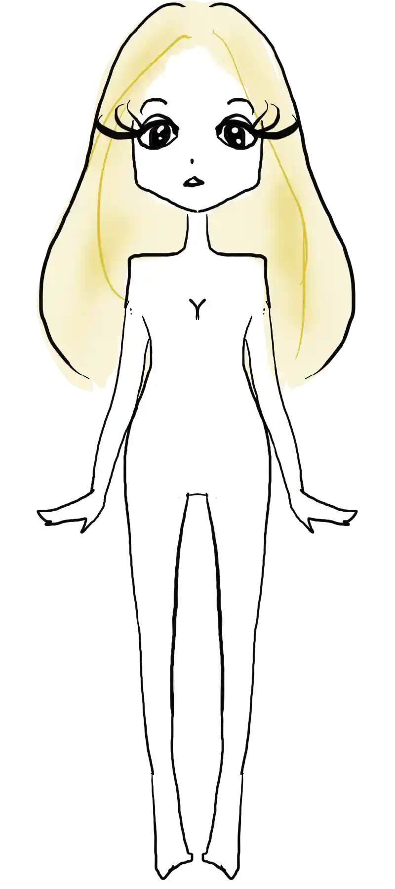 女性の体 全身 上半身 正面 横 後ろ姿 裸のおしゃれイラスト 無料素材 おのちあきファッションイラスト ガールズイラスト